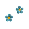 Aplique Flor Azul com Recheio Miolo Amarelo Acrílico - 2 unidades