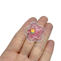Aplique Florzinha Plástico Pequena com Cristais Rosa e Abacaxis - 2 unidades - comprar online