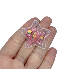 Aplique Estrela Plástico Pequena com Cristais Rosa e Abacaxis - 2 unidades - comprar online