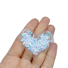 Aplique Coração Plástico com Micro Estrelas Branco Furtacor (Modelo 3) - 2 unidades - comprar online