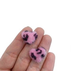 Aplique Chaton Coração Pelinho Leopardo Rosa - 5 unidades - comprar online