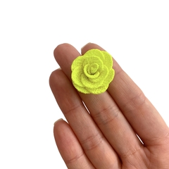Aplique Flor de Tecido Amarela Neon (3cm) - 5 Unidades - comprar online