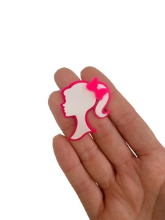 Aplique Silhueta Barbie Laço Rosa Neon Acrílico - 2 unidades - comprar online