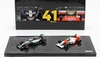 Miniatura Set Comemorativo - 41 Vitórias A. Senna e L. Hamilton McLaren Mercedes 1/43 Minichamps