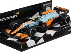 Miniatura McLaren MCL35M #4 F1 Gulf - L. Norris - GP Mônaco 2021 - 1/43 Minichamps