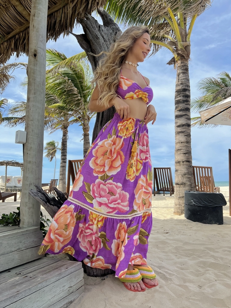 Saia Laura banho de flores gua de Cor Brasil