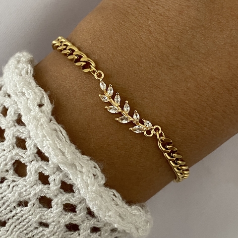 Pulsera acero dorado 18cm (cod 16622)
