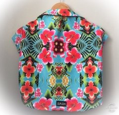 Camisa Estilo Havaiano Cor Turquesa com Hibiscos. Escolha seu tamanho. - comprar online