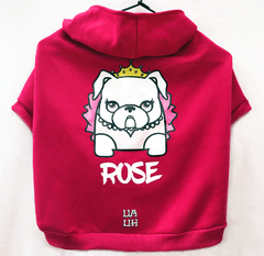 Agasalho Moletom Cor Rosa Choque Personalizado com Nome e Mascote Bulldog Princesa