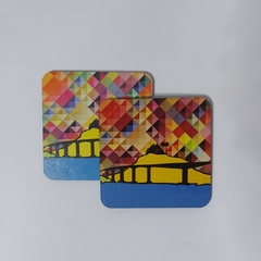 Porta Copo Quadrado Madeira - A travessia Colors