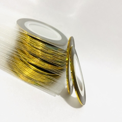 Fitilho Fino adesivo para unhas decoradas e encapsuladas Dourado Holográfico