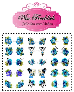 MINI CARTELÃO DE PELÍCULAS REF.MC01 FLORES AZUL - comprar online