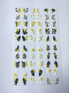 Cartelão Adesivos de unha 3D galhos e ramos branco preto e dourado ref.AD58 - loja online