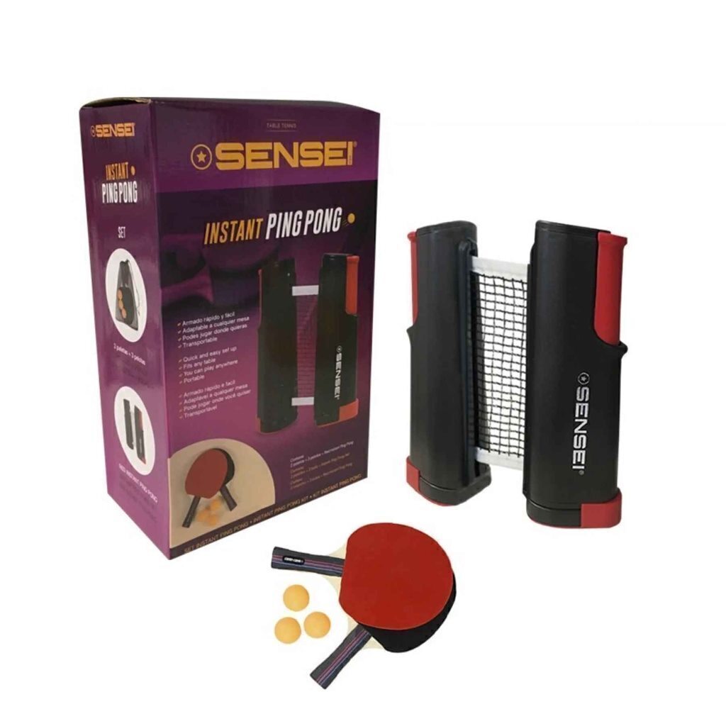 Set de ping pong Sensei - 2 paletas, 3 pelotas y red