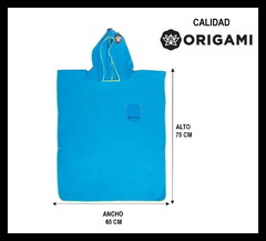 ORIGAMI PONCHO JUNIOR AZUL FRANCIA VERDE 75 X 65 CM en internet