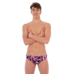 MALLA SLIP NATACIÓN QUICKLY HOMBRE ESTAMPADO ART 1301 GEOMETRICO FUCSIA - comprar online