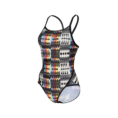 ENTERIZA NATACIÓN ARENA PATTERN SUPERFLY MAXLIFE ECO MUJER BLACK MULTI (550) - SOLO NATACIÓN