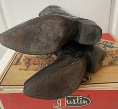 T 8.5 USA hombre/41 Arg | Justin | Botas negras texanas originales (USA) bordadas - tienda online