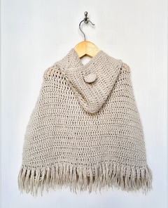6-12m | minipou | poncho tejido gris con capucha - comprar online