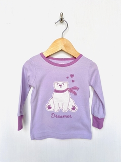 9m | Carter's | remera manga larga pijama lila violeta oso polar dreamer