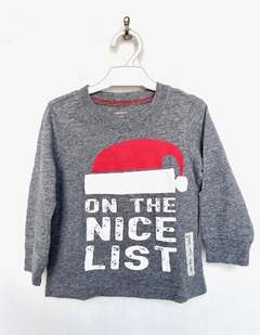 12m | Carter's | remera m/l gris On the nice list