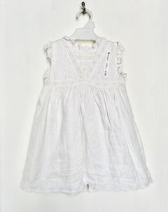 24-36 meses (chico: para 18/24m) | Gocco | Vestido lino color crudo, con broderie