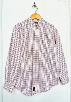 PLAY(*) | 10A | Kevingston | camisa manga larga blanca bordeaux rosa cuadrille