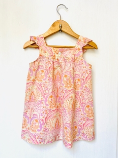 2A | La Folie | vestido bretel volado manteca estampado naranja lila - comprar online
