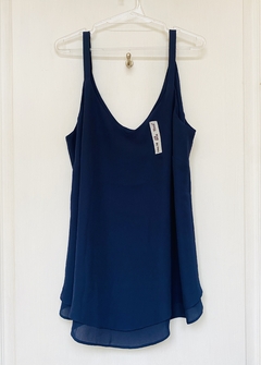 UK 8 - EUR 36 | George Maternity | Musculosa azul de gasa embarazada, escote en V, doble capa de tela.