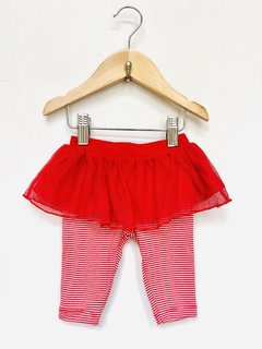 3m | Carter's | pant bebé rojo blanco rayado pollera roja tul