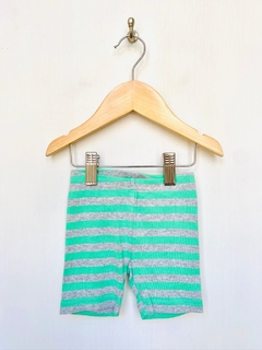 6m | Carter's | short pijama rayado verde gris