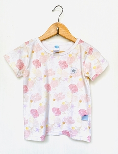 T4 (aprox 3A) | Dreamer | remera pijama blanco plantas de mar rosa amarillo