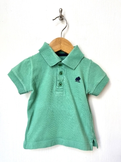 PLAY | 6m | Baby Cottons | chomba manga corta verde liso logo azul