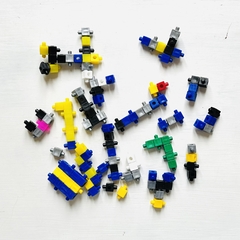 lote mini bloques encastre azul amarillo negro