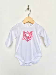 NUEVO | S (3m) | MiniMimo | body manga larga blanco love bomb en rosa - comprar online