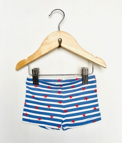 6/12m | Zara | traje de baño malla short rayado azul blanco estrellas de mar rojas - comprar online