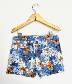 6A | ZARA KIDS | SHORT ALGODON ESTAMPADO FLORES AZULES Y NATURAL en internet