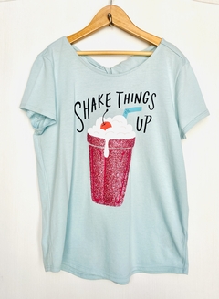 PLAY | 10/12A | Old Navy | remera manga corta verde agua con vaso brillante shake things up - comprar online