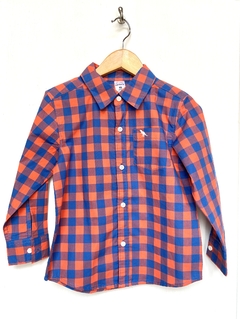 NUEVO | 4A | Carter's | camisa manga larga cuadriculado azul naranja - comprar online