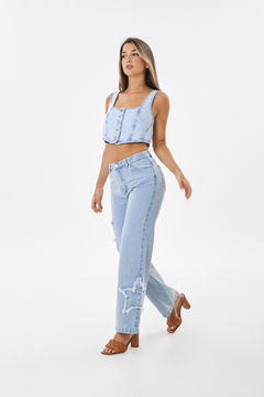 WIDE LEG RIGIDO CON ESTRELLAS BORDADAS - BLAZE - STRIVEN JEANS