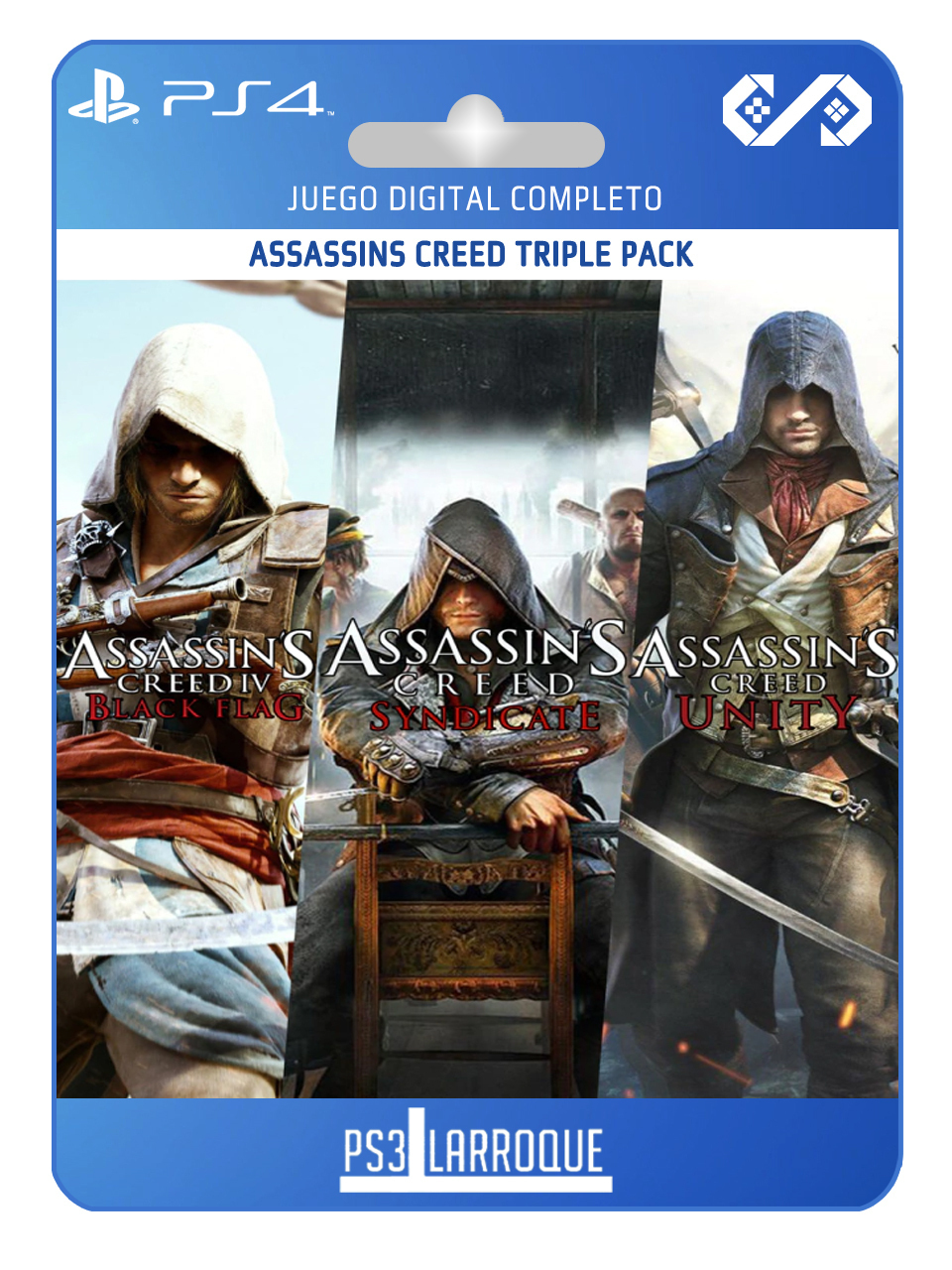 Pack triplo Assassin's Creed: Black Flag, Unity, Syndicate