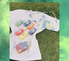 Kit DIY Tie Dye 2 camisetas + 1 máscara + 6 cores