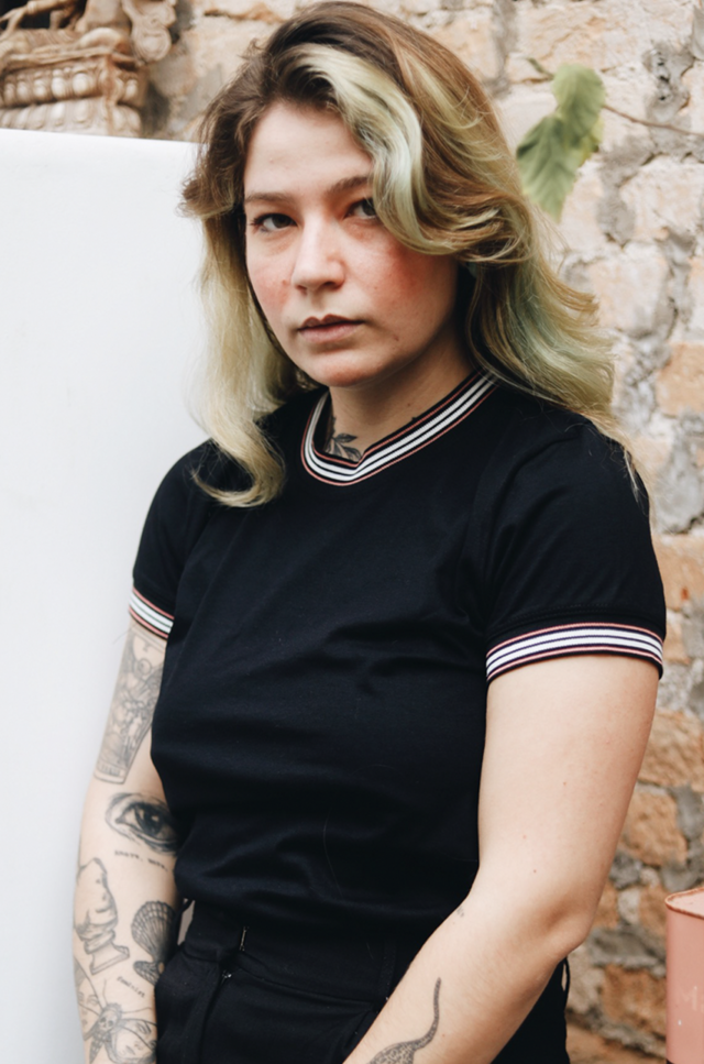 Camiseta Feminina Ringer Preto / Listras Rosas - loja online