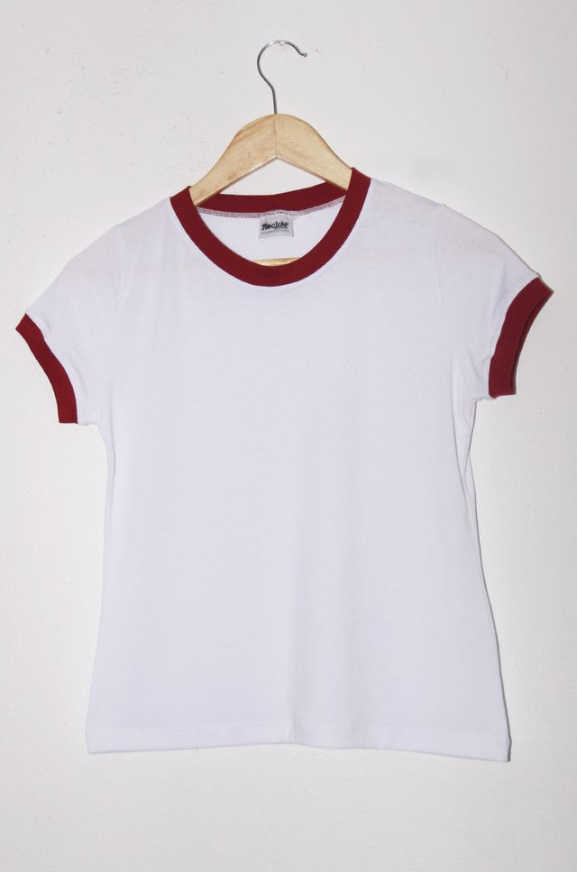Imagem do Camiseta Feminina Ringer Branco / Vermelho