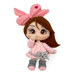 Aplique De Biscuit Menina Inverno Rosa ( 1 und) - comprar online