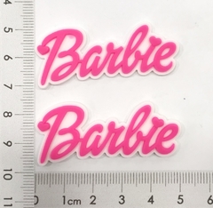 Aplique emborrachado Escrita Barbie Fundo branco com escrita pink(2unds) - comprar online