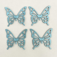 Aplique Borboleta Lonita Azul Metalico 3,5 cm (4 unds) - comprar online