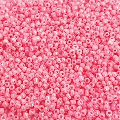 Miçanga de vidro rosa chiclete perolado (50 gramas) - comprar online