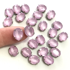 Chaton engrampado oval 8x10 rosa opal (20 unds)