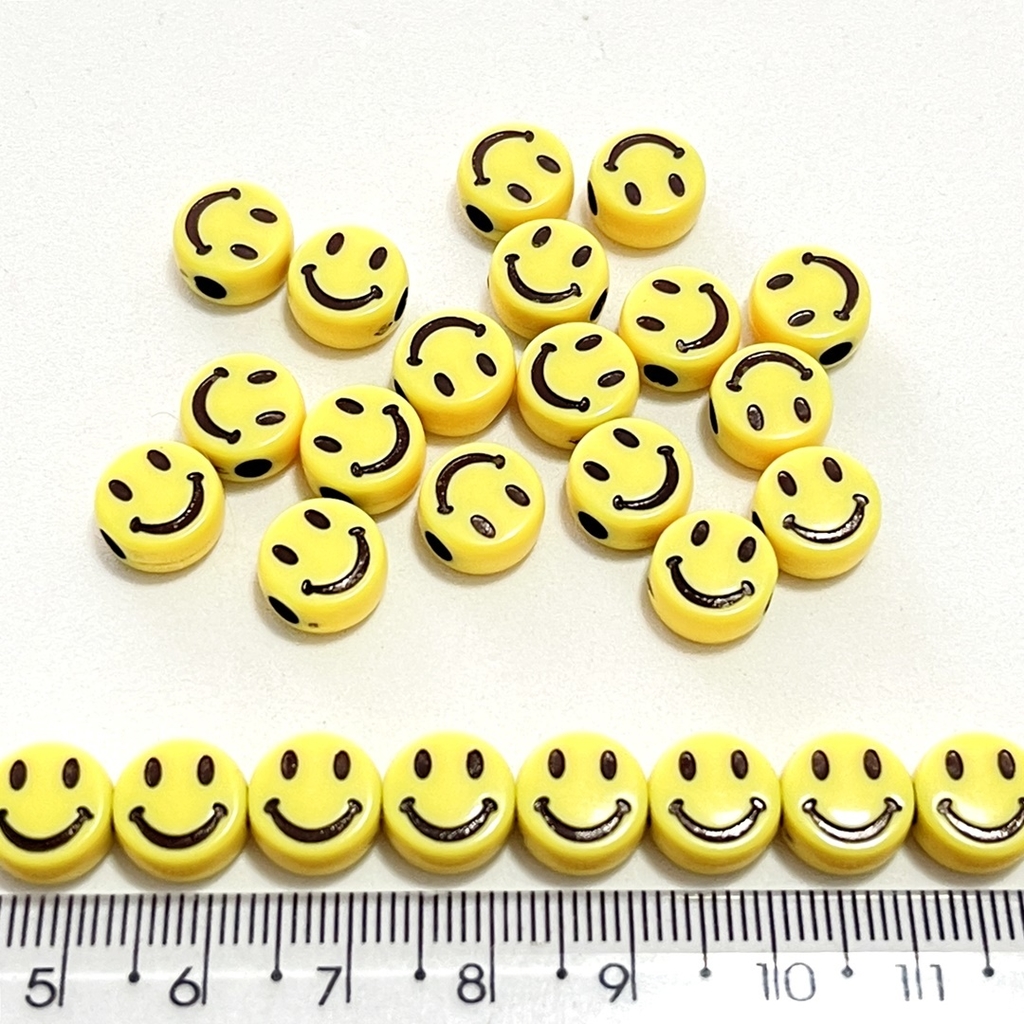 Miçanga smile amarelo 10mm (20 gramas)